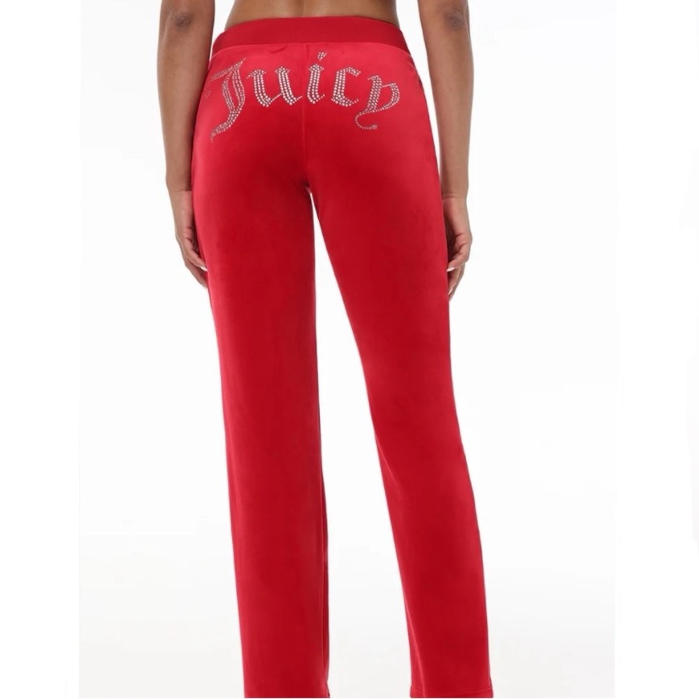 RARE juicy couture “coco red” og bling velour track pants
